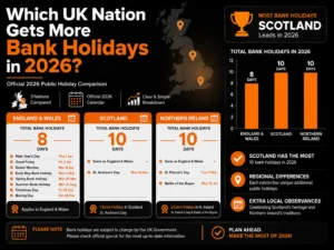 Which UK Nation Gets more bank Holidays in 2026?